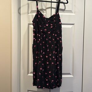 Torrid Sundress Black Sleeveless Pink Flamingo Dress Size 0X